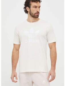 Pamučna majica adidas Originals Trefoil za muškarce, boja: bež, s tiskom, IU2367