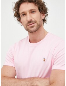 Pamučna majica Polo Ralph Lauren boja: ružičasta, jednobojni model