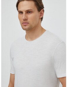 Pamučna majica Sisley za muškarce, boja: siva, bez uzorka