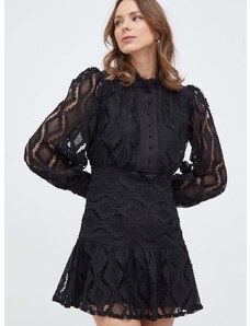 Haljina Bardot boja: crna, mini, širi se prema dolje