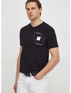 Majica kratkih rukava Armani Exchange za muškarce, boja: crna, s tiskom, 3DZTHP ZJE6Z