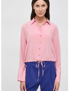 Svilena košulja Liviana Conti boja: ružičasta, regular, s klasičnim ovratnikom