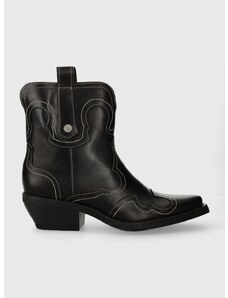Kožne kaubojske čizme Steve Madden Waynoa za žene, boja: crna, s debelom potpeticom, SM11003072