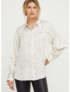 Košulja Bruuns Bazaar za žene, boja: bež, relaxed, s klasičnim ovratnikom