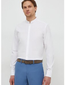 Košulja Sisley za muškarce, boja: bijela, slim, s ruskim ovratnikom