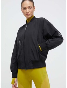 Bomber jakna adidas by Stella McCartney za žene, boja: crna, prijelazno razdoblje, oversize