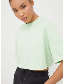 Pamučna majica adidas za žene, boja: zelena