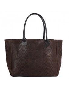 Luksuzna Talijanska torba od prave kože VERA ITALY "Brownetta", boja tamnosmeđa, 28x47cm