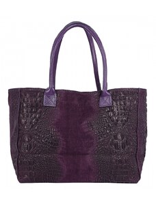 Luksuzna Talijanska torba od prave kože VERA ITALY "Letta", boja ljubičasta, 28x47cm