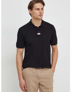 Pamučna polo majica BOSS boja: crna, bez uzorka