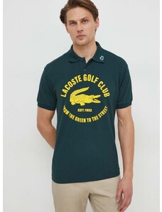 Polo majica Lacoste za muškarce, boja: zelena, s tiskom