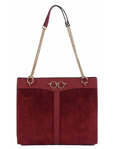 Luksuzna Talijanska torba od prave kože VERA ITALY "Zeata", boja tamnocrvena, 32x38cm