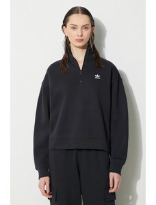 Dukserica adidas Originals Essentials Halfzip Sweatshirt za žene, boja: crna, bez uzorka, IU2711