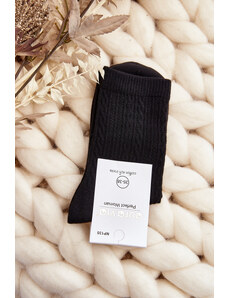Kesi Women's embossed cotton socks black