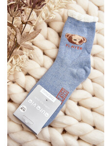 Kesi Thick cotton socks with a blue teddy bear