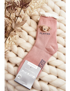 Kesi Thick cotton socks with pink teddy bear