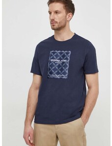 Pamučna majica Michael Kors za muškarce, boja: tamno plava, s aplikacijom
