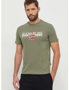 Pamučna majica Napapijri S-Aylmer za muškarce, boja: zelena, s tiskom, NP0A4HTOGAE1