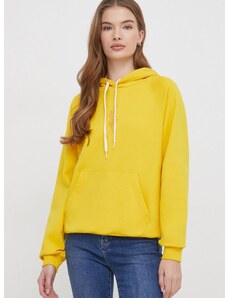 Pamučna dukserica Polo Ralph Lauren za žene, boja: žuta, s kapuljačom, s aplikacijom