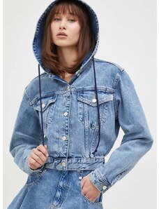 Traper jakna Moschino Jeans za žene, za prijelazno razdoblje, oversize