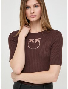 Svileni pulover Pinko boja: smeđa, lagani