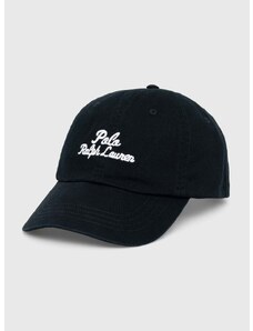 Pamučna kapa sa šiltom Polo Ralph Lauren boja: crna, s tiskom