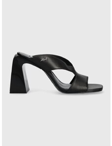 Kožne natikače Karl Lagerfeld ASTRA NOVA za žene, boja: crna, s debelom potpeticom, KL33104
