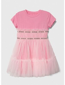 Dječja haljina Guess boja: ružičasta, mini, širi se prema dolje
