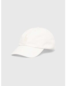 Pamučna kapa sa šiltom Polo Ralph Lauren boja: bijela, s aplikacijom