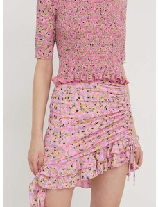 Suknja HUGO boja: ružičasta, mini, ravna