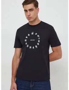 Pamučna majica Armani Exchange za muškarce, boja: crna, s tiskom, 3DZTBJ ZJ9TZ