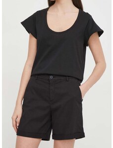 Kratke hlače United Colors of Benetton za žene, boja: crna, bez uzorka, visoki struk
