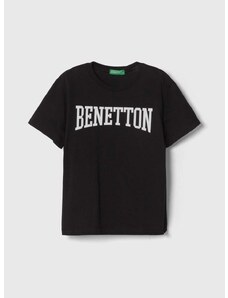 Dječja pamučna majica kratkih rukava United Colors of Benetton boja: crna, s tiskom