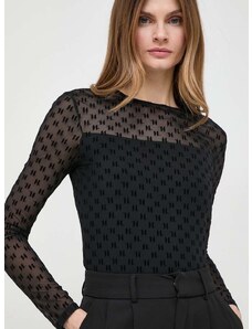 Majica dugih rukava Karl Lagerfeld za žene, boja: crna