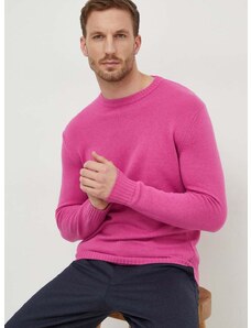 Pulover s dodatkom vune United Colors of Benetton za muškarce, boja: ružičasta, lagani