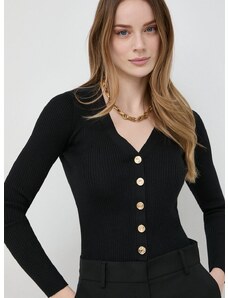 Svileni pulover Pinko boja: crna, lagani