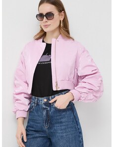 Bomber jakna Pinko za žene, boja: ružičasta, za prijelazno razdoblje