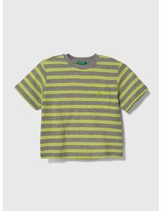 Dječja pamučna majica kratkih rukava United Colors of Benetton boja: siva, s uzorkom