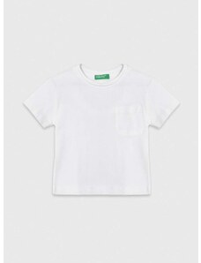 Dječja pamučna majica kratkih rukava United Colors of Benetton boja: bijela, bez uzorka