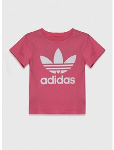 Dječja pamučna majica kratkih rukava adidas Originals TREFOIL TEE boja: ružičasta