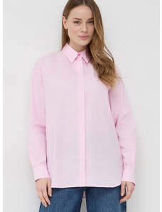 Pamučna košulja Pinko za žene, boja: ružičasta, regular, s klasičnim ovratnikom