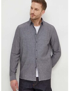 Pamučna košulja Sisley za muškarce, boja: siva, slim, s klasičnim ovratnikom