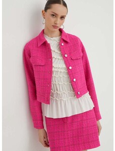 Jakna HUGO za žene, boja: ružičasta, za prijelazno razdoblje, oversize