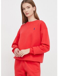 Dukserica Polo Ralph Lauren za žene, boja: crvena, bez uzorka