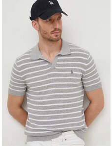 Polo majica s dodatkom lana Polo Ralph Lauren boja: siva, s uzorkom