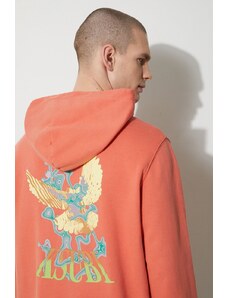Pamučna dukserica KSUBI flight kash hoodie za muškarce, boja: narančasta, s kapuljačom, s tiskom, MPS24FL009