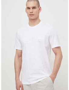 Pamučna majica BOSS za muškarce, boja: bijela, s aplikacijom