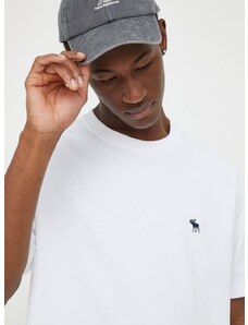 Pamučna majica Abercrombie & Fitch za muškarce, boja: bijela, s aplikacijom