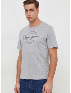 Pamučna majica Pepe Jeans Craigton za muškarce, boja: siva, s tiskom