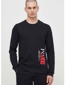 Majica dugih rukava za spavanje Polo Ralph Lauren boja: crna, s tiskom